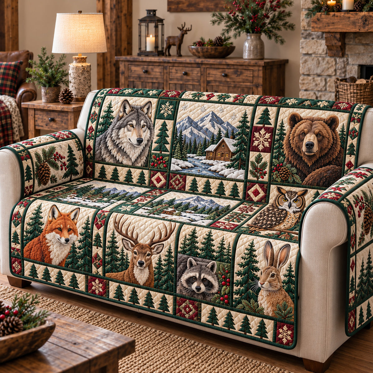 Forest Charm Quilted Sofa Cover GFTOTP22105
