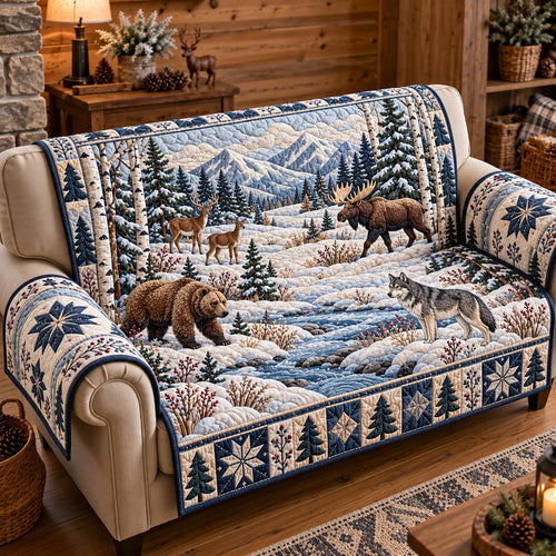 Winter Forest Charm Quilted Sofa Cover GFTOTP22107