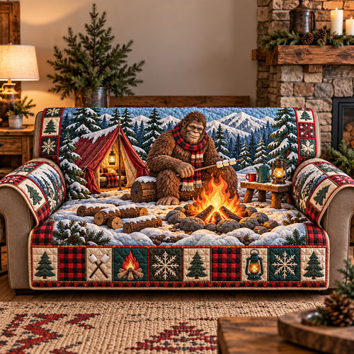 Winter Camping Bigfoot Quilted Sofa Cover GFTOTP22148