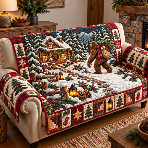 Festive Bigfoot Cabin Quilted Sofa Cover GFTOTP22149