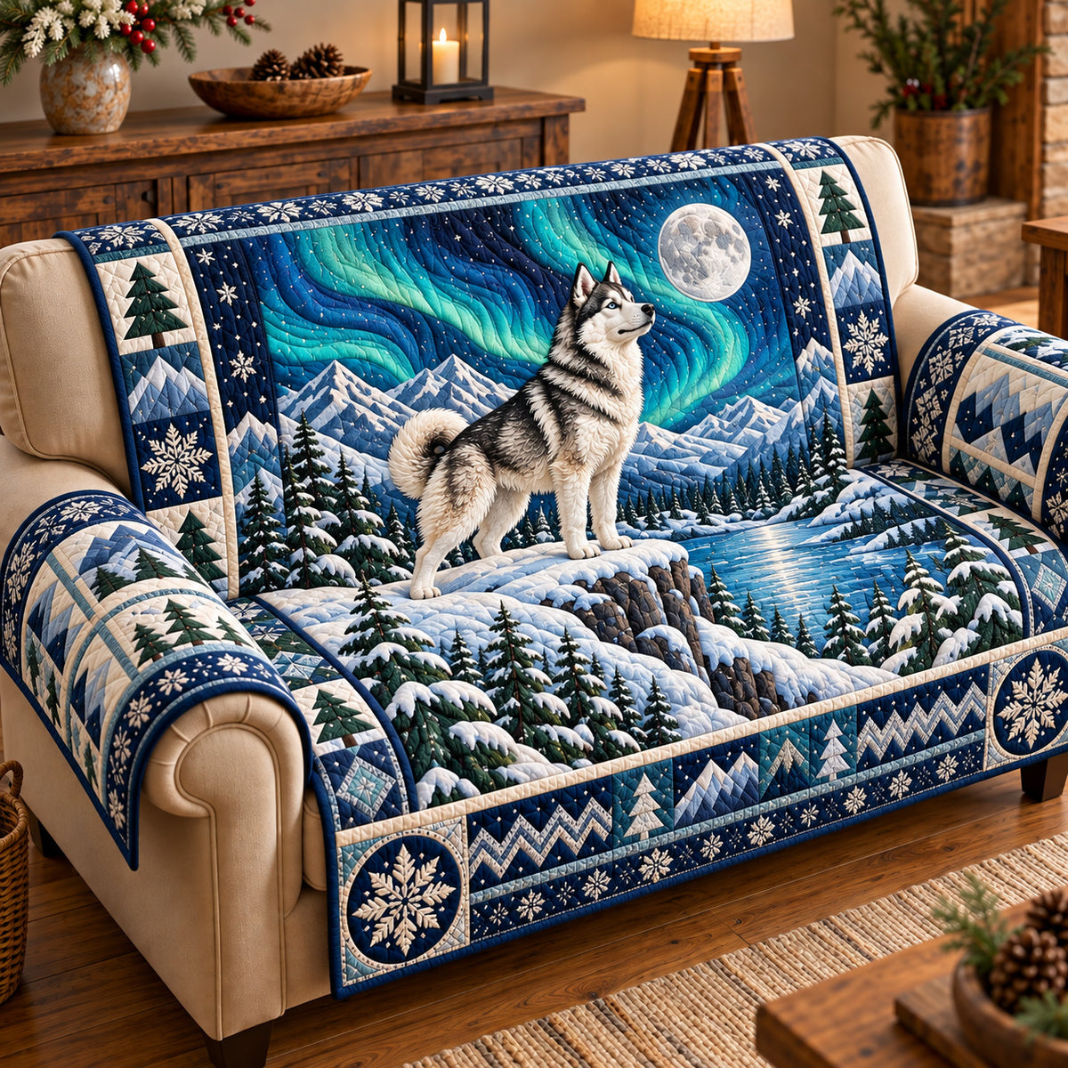 Aurora Husky Watch Quilted Sofa Cover GFTOTP22153