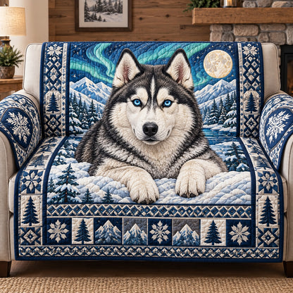 Winter Husky Charm Quilted Sofa Cover GFTOTP22156