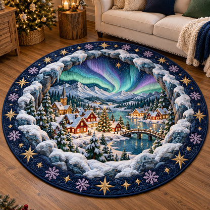 Aurora Christmas Village Quilted Round Mat GFTOTP22160