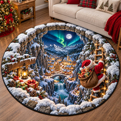 Aurora Santa Village Quilted Round Mat GFTOTP22164