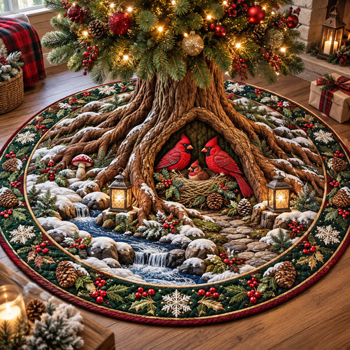 Winter Cardinal Nest Quilted Tree Skirt GFTOTP22165