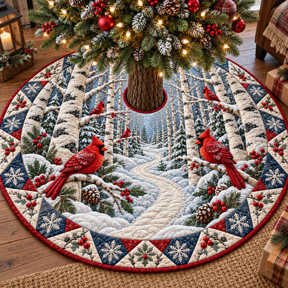 Winter Birch Cardinals Quilted Tree Skirt GFTOTP22168