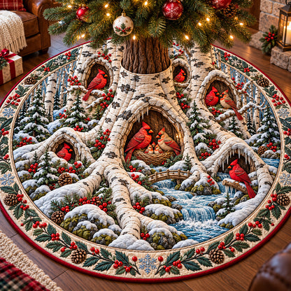 Winter Birch Cardinals Quilted Tree Skirt GFTOTP22170