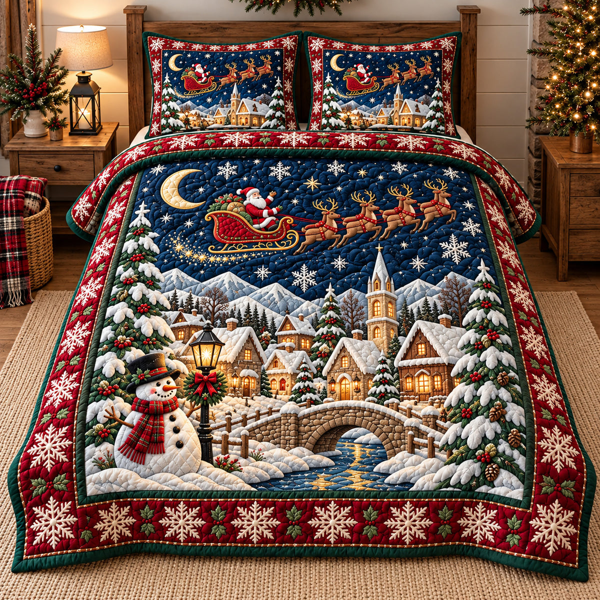 Holiday Village 3-Piece Quilted Bedding Set GFTOTP22171