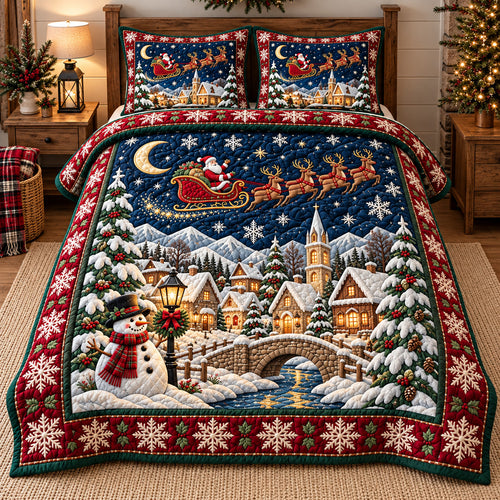 Holiday Village 3-Piece Quilted Bedding Set GFTOTP22171