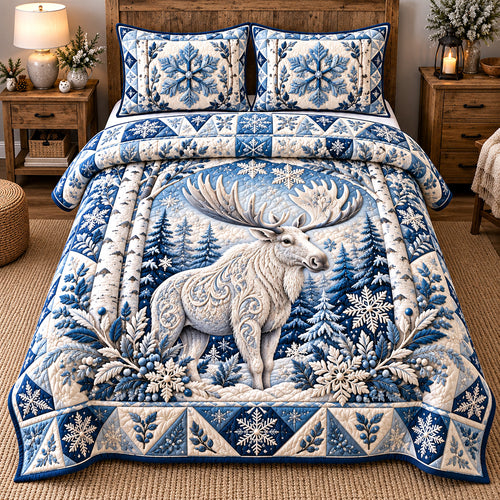 Frosted Moose Elegance 3-Piece Quilted Bedding Set GFTOTP22177