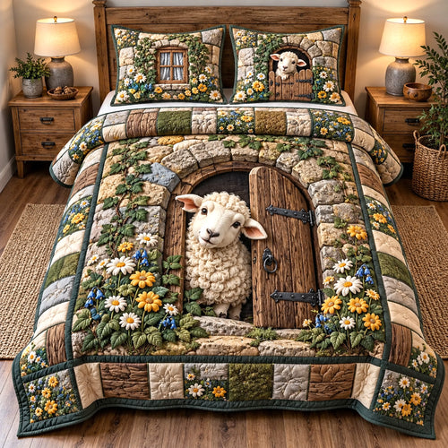 Secret Cottage Flock 3-Piece Quilted Bedding Set GFTOTP22183