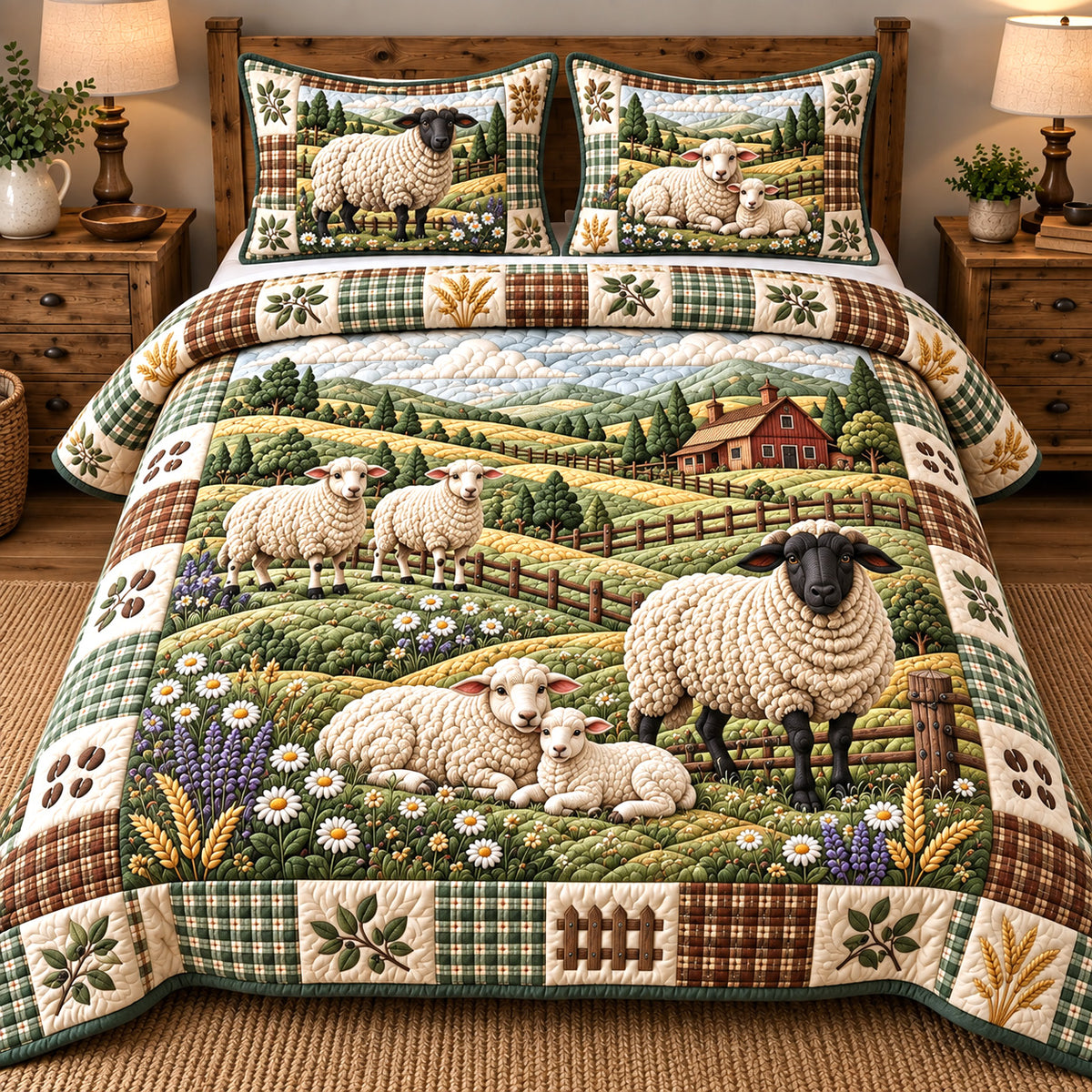 Rolling Meadow Woolies 3-Piece Quilted Bedding Set GFTOTP22184