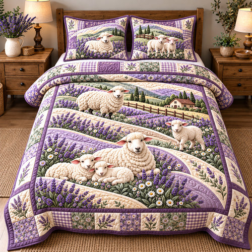 Lavender Dream Fleece 3-Piece Quilted Bedding Set GFTOTP22186