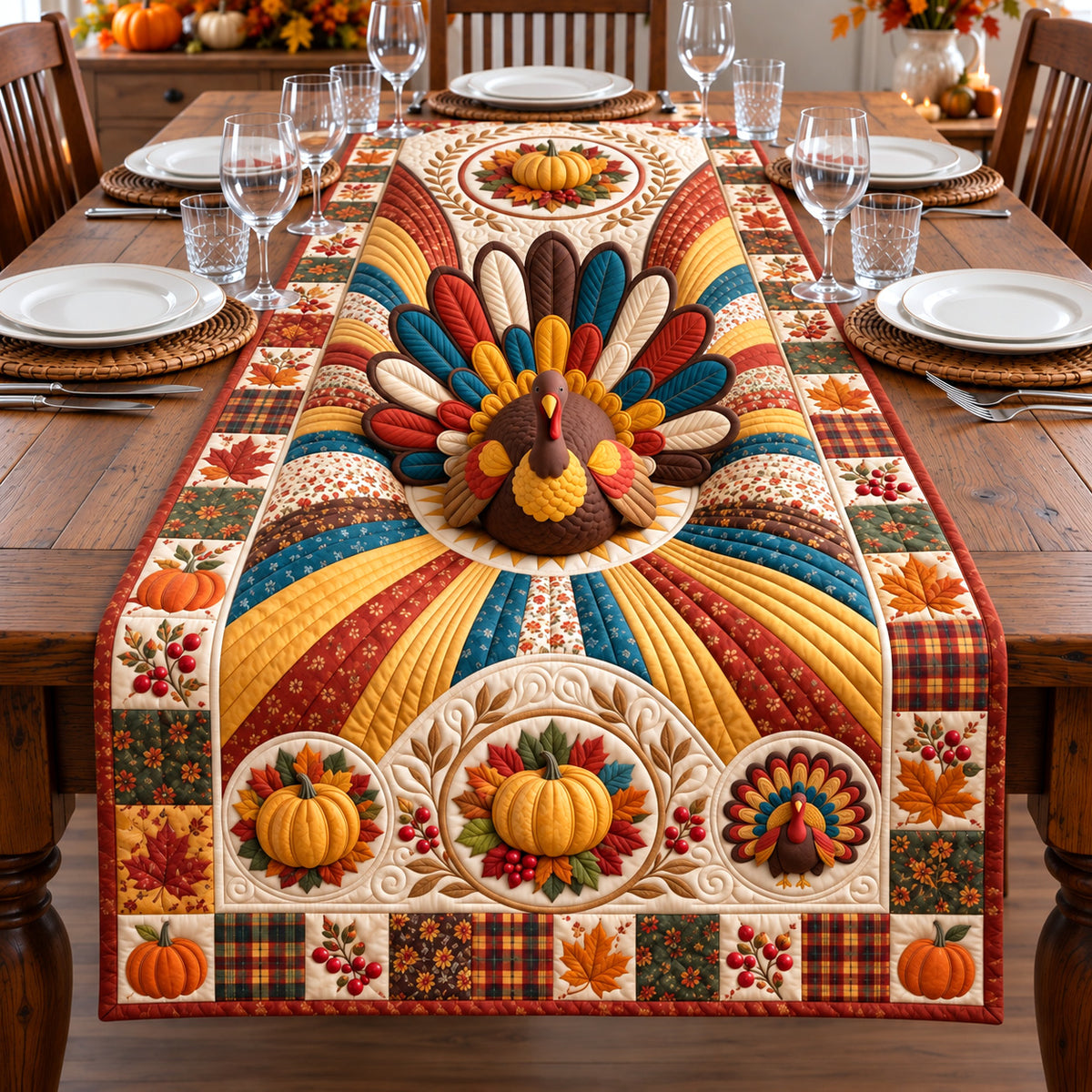 Harvest Turkey Quilted Table Runner GFTOTP22193