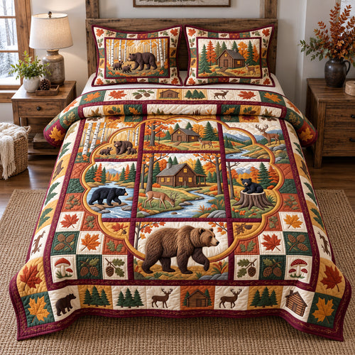 Autumn Forest Patchwork 3-Piece Quilted Bedding Set GFTOTP22220