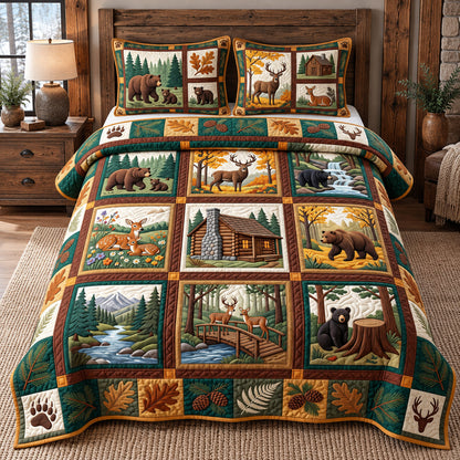 Autumn Forest Patchwork 3-Piece Quilted Bedding Set GFTOTP22222