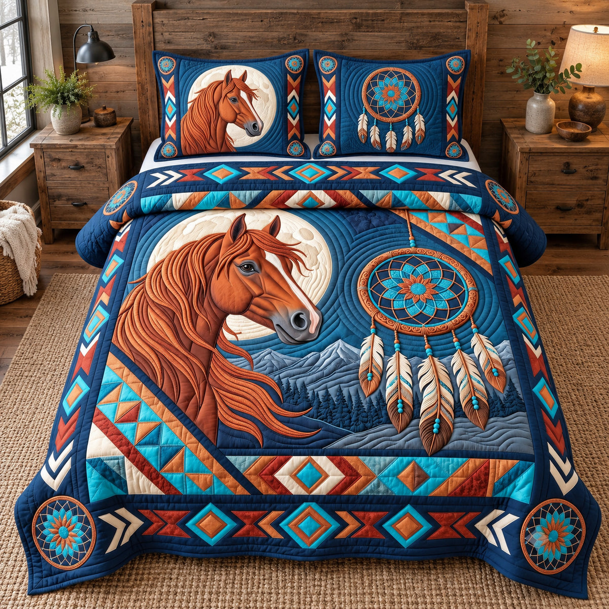 Tribal Horse Spirit 3-Piece Quilted Bedding Set GFTOTP22227