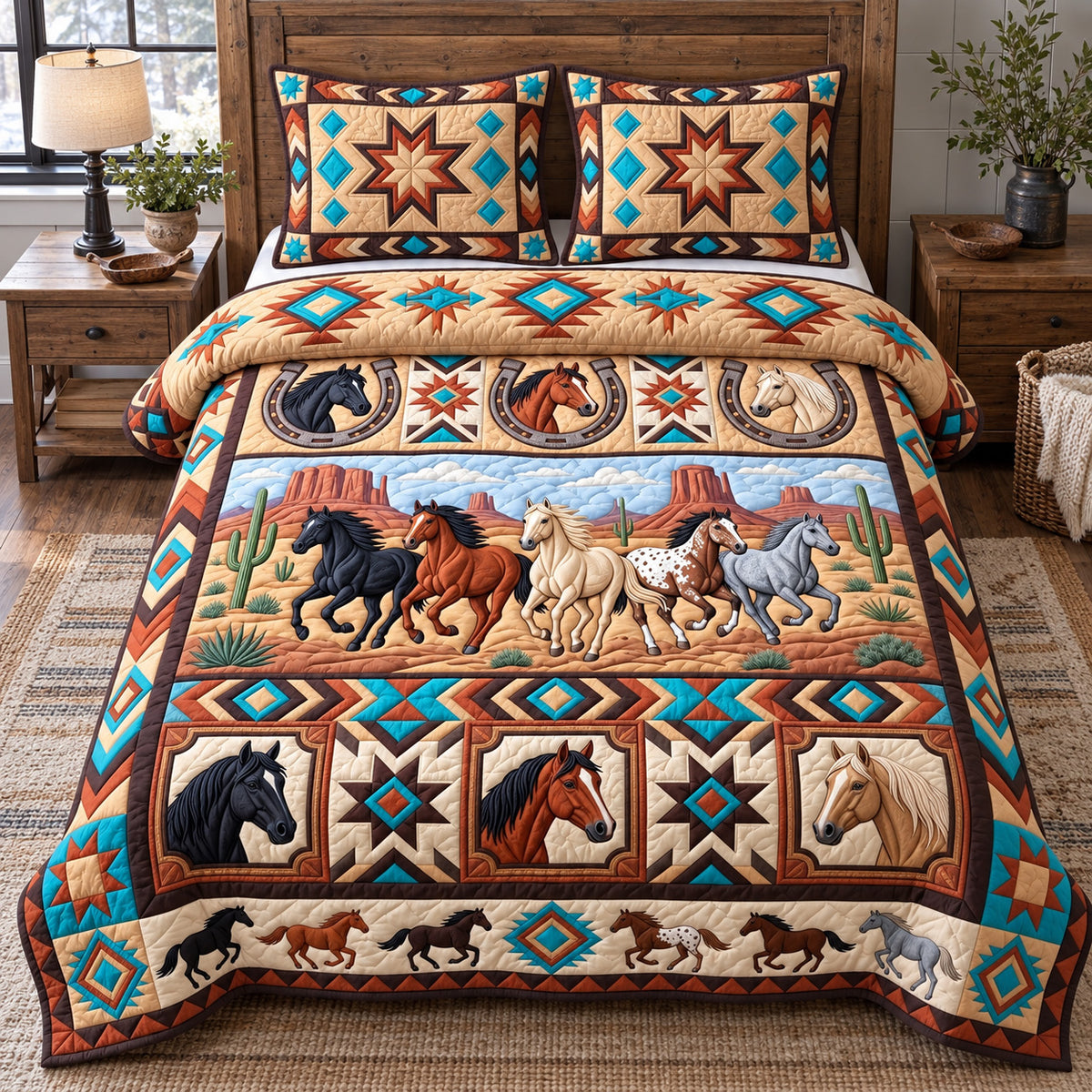 Tribal Horse Spirit 3-Piece Quilted Bedding Set GFTOTP22229