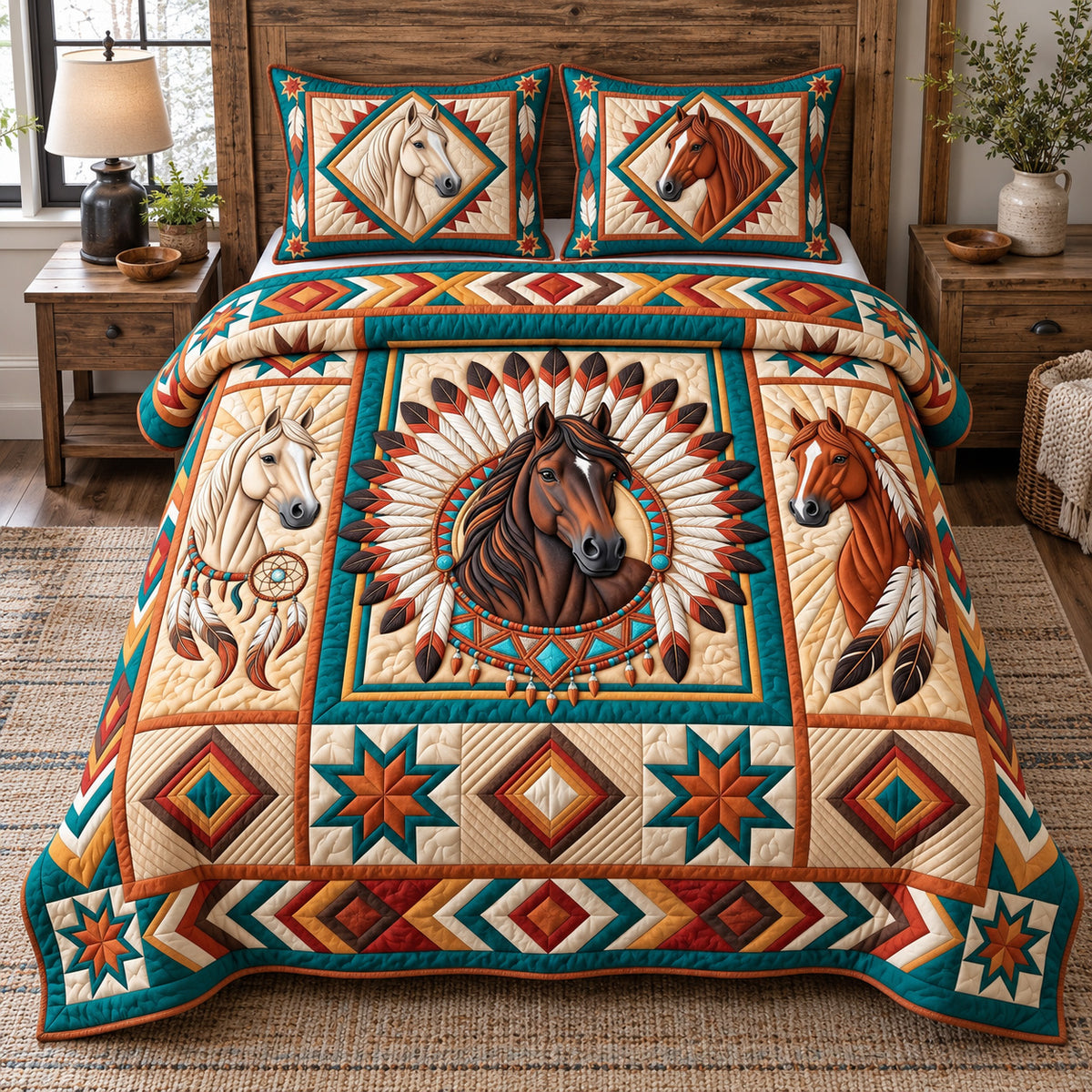 Tribal Horse Spirit 3-Piece Quilted Bedding Set GFTOTP22230