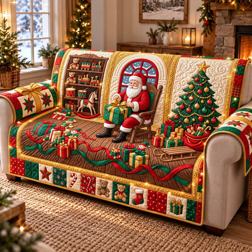 Santa Toy Grotto Quilted Sofa Cover GFTOTP22263