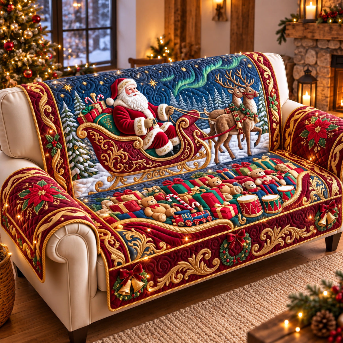Santa Aurora Ride Quilted Sofa Cover GFTOTP22264