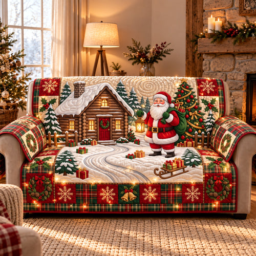 Merry Santa Lodge Quilted Sofa Cover GFTOTP22269