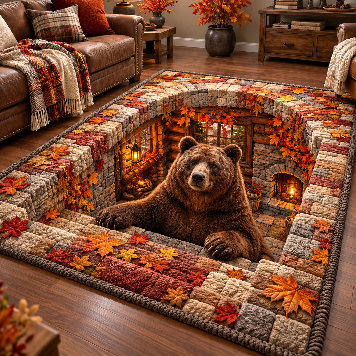 Autumn Bear Haven Area Rug GFTOTP22276