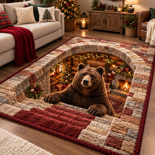 Festive Bear Cabin Area Rug GFTOTP22277