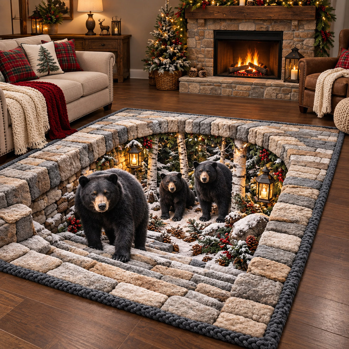 Snowy Bear Steps Area Rug GFTOTP22278