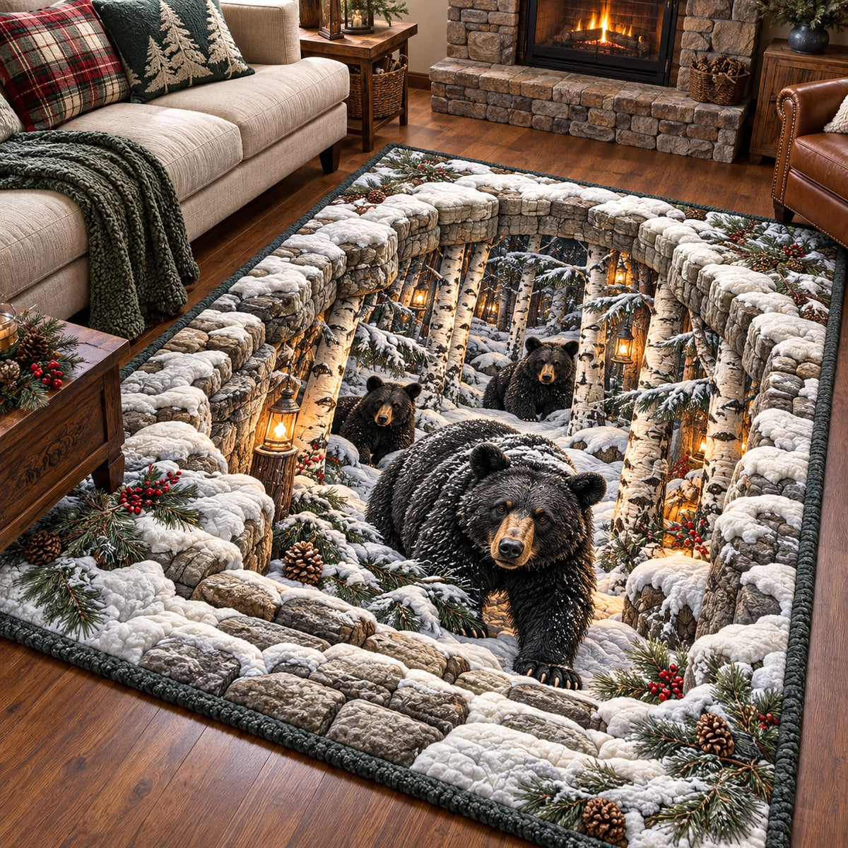 Snowy Bear Steps Area Rug GFTOTP22280