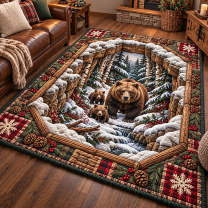 Snowy Bear Family Area Rug GFTOTP22284
