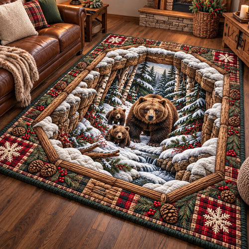 Snowy Bear Family Area Rug GFTOTP22284