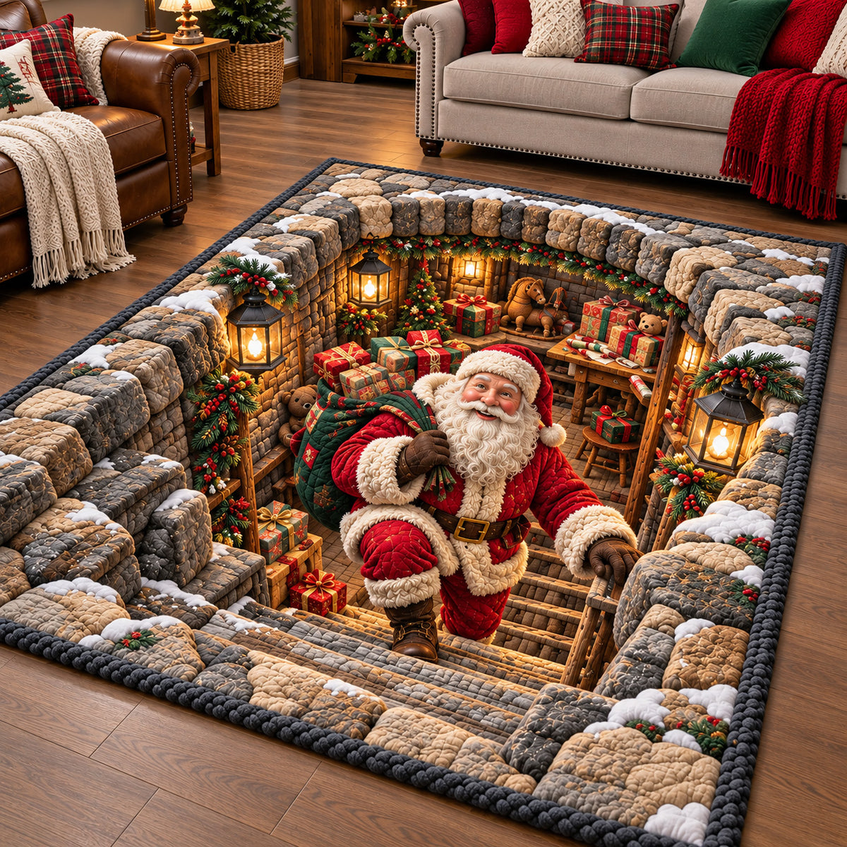 Jolly Santa Workshop Area Rug GFTOTP22286