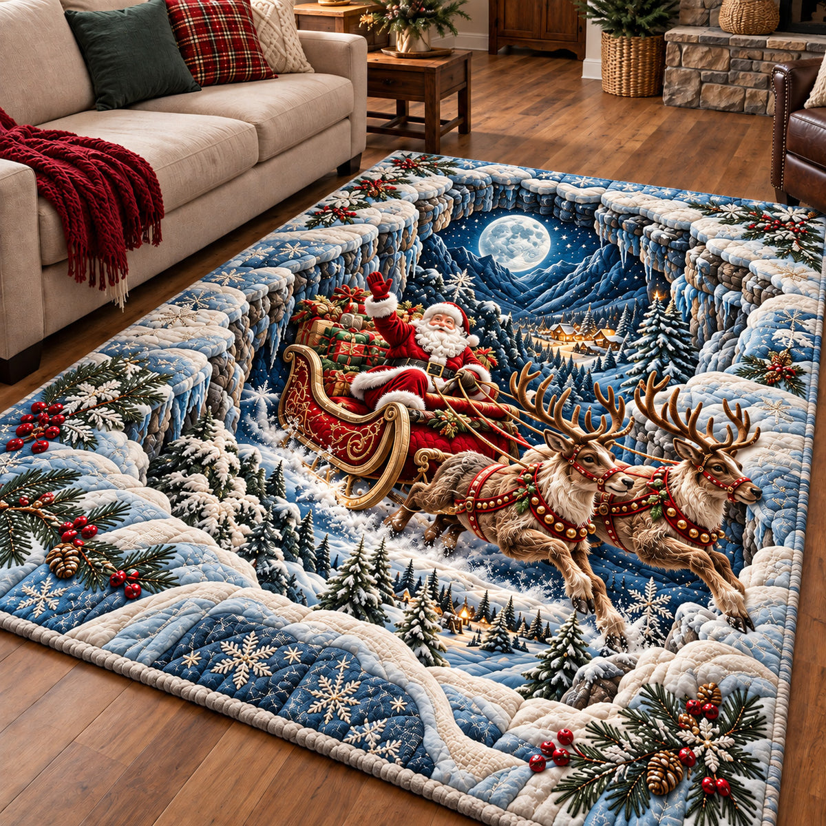 Santa Frosty Flight Area Rug GFTOTP22289