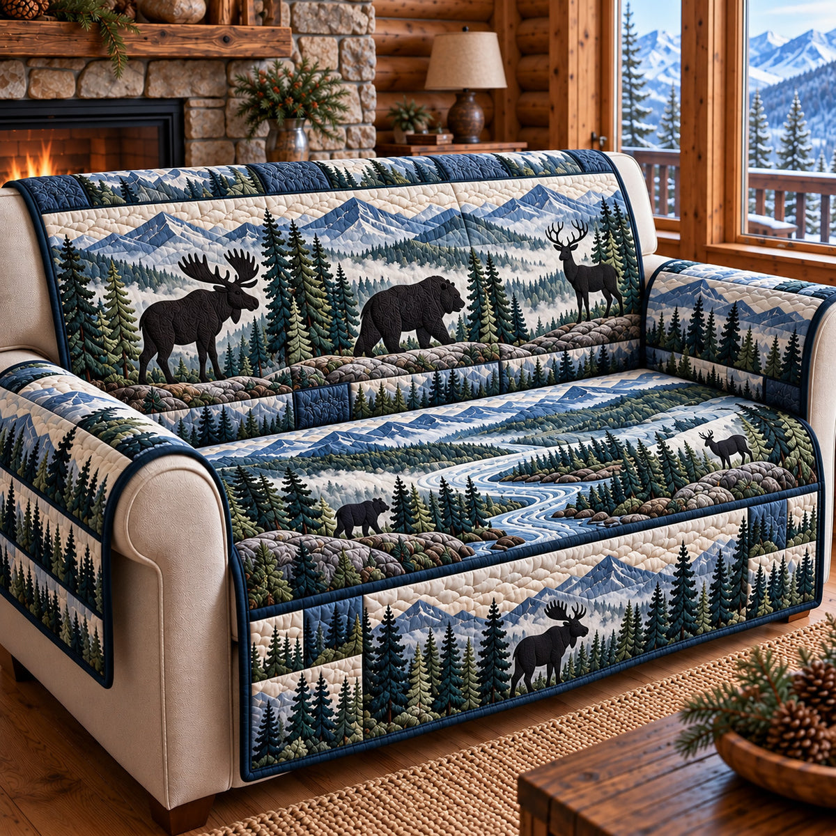 Forest Patchwork Quilted Sofa Cover GFTOTP22351