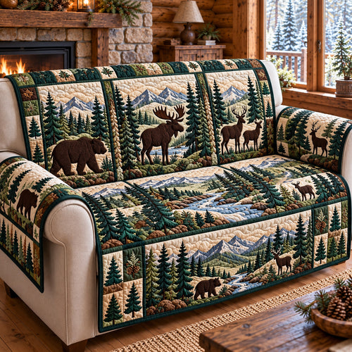 Forest Patchwork Quilted Sofa Cover GFTOTP22355