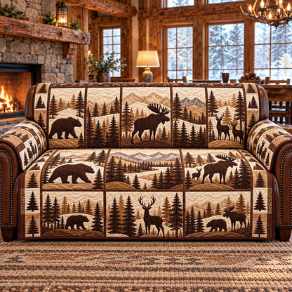 Forest Patchwork Quilted Sofa Cover GFTOTP22356