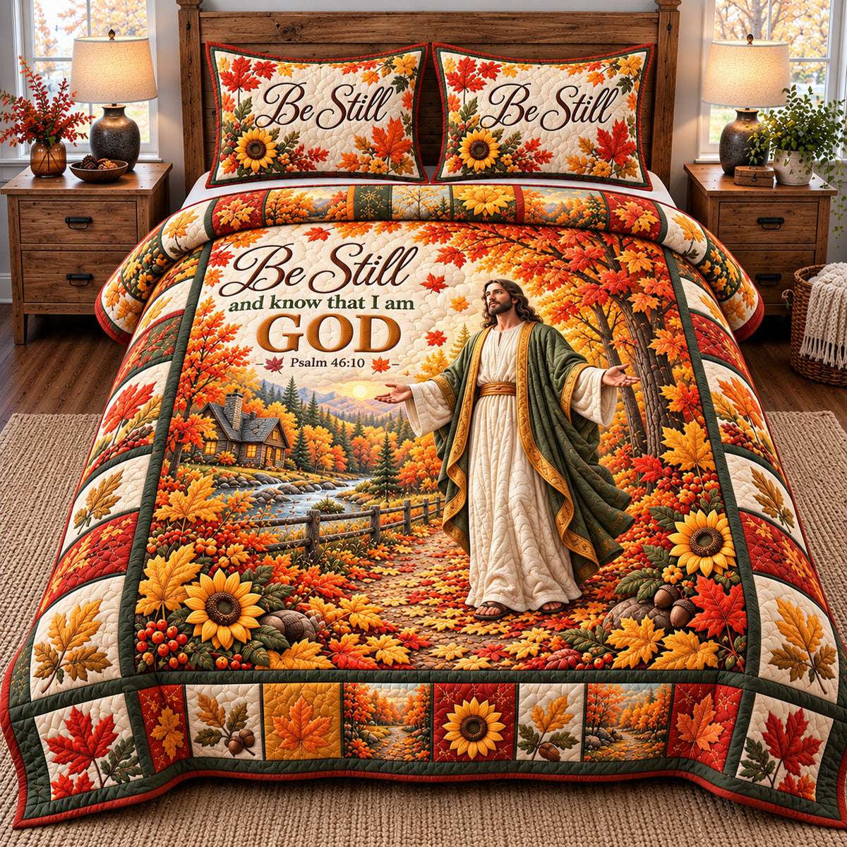 Be Still And Know 3-Piece Quilted Bedding Set GFTOTP22362