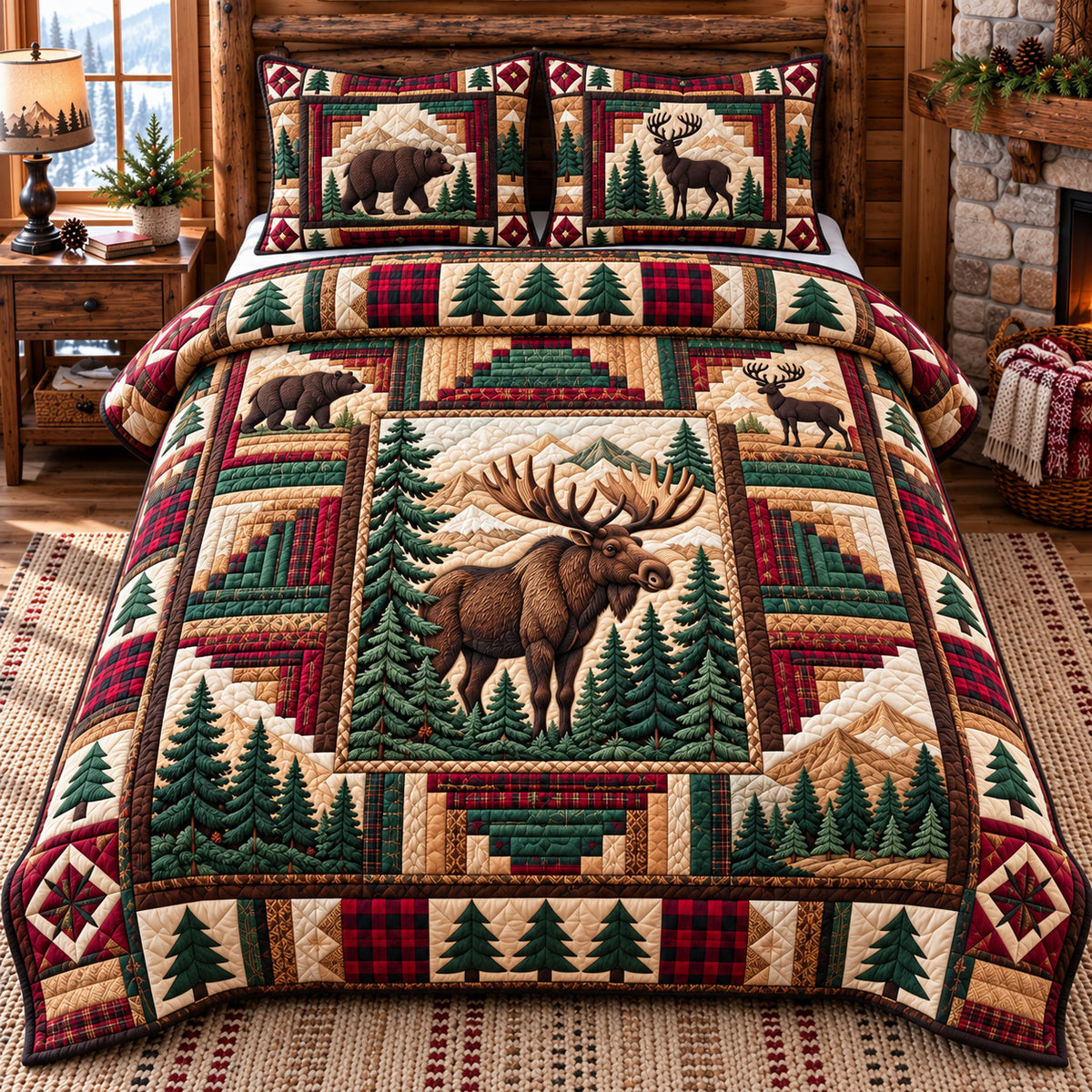 Forest Patchwork 3-Piece Quilted Bedding Set GFTOTP22372