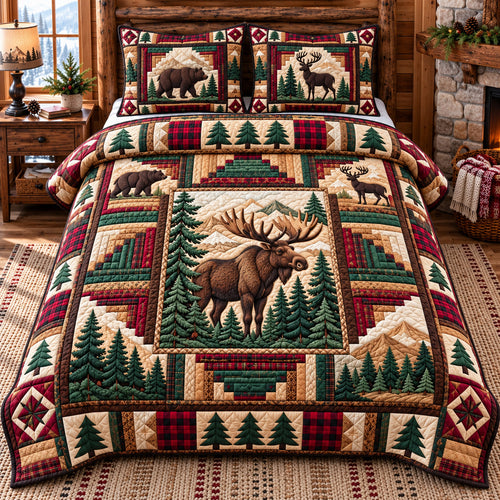 Forest Patchwork 3-Piece Quilted Bedding Set GFTOTP22372