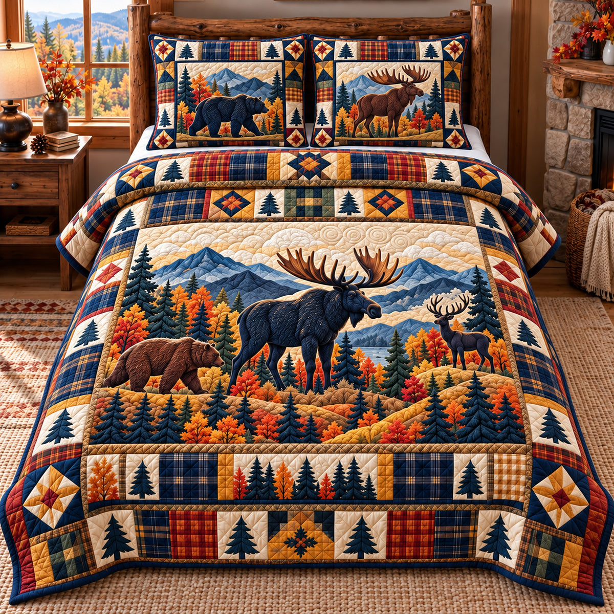 Forest Patchwork 3-Piece Quilted Bedding Set GFTOTP22373