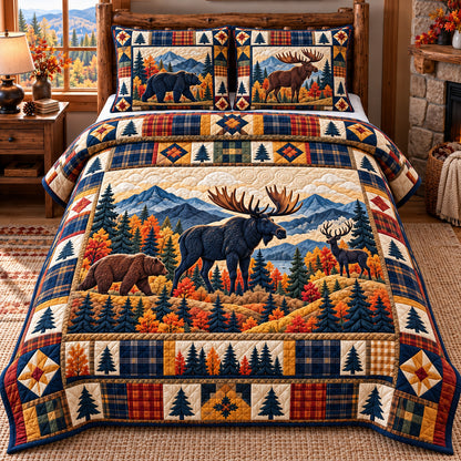 Forest Patchwork 3-Piece Quilted Bedding Set GFTOTP22373