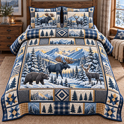 Forest Patchwork 3-Piece Quilted Bedding Set GFTOTP22374