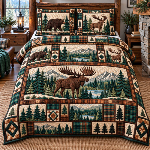 Forest Patchwork 3-Piece Quilted Bedding Set GFTOTP22375