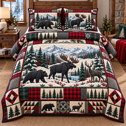 Forest Patchwork 3-Piece Quilted Bedding Set GFTOTP22376