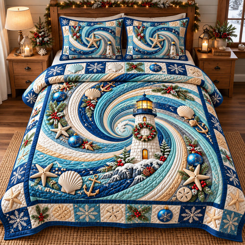 Festive Lighthouse Swirl 3-Piece Quilted Bedding Set GFTOTP22379