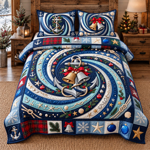 Festive Anchor Bells 3-Piece Quilted Bedding Set GFTOTP22382
