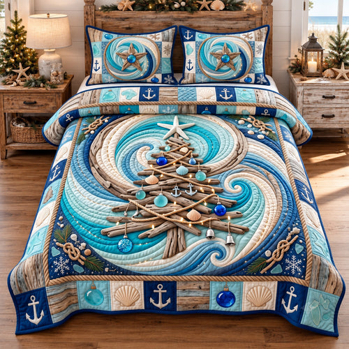 Driftwood Holiday Tree 3-Piece Quilted Bedding Set GFTOTP22383