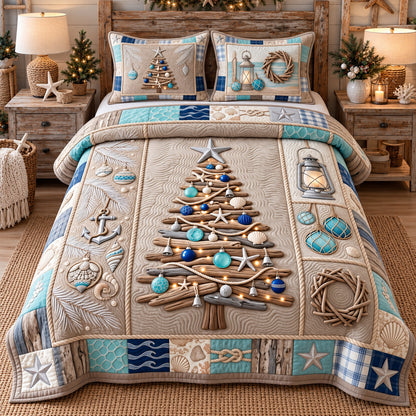 Driftwood Christmas Tree 3-Piece Quilted Bedding Set GFTOTP22387