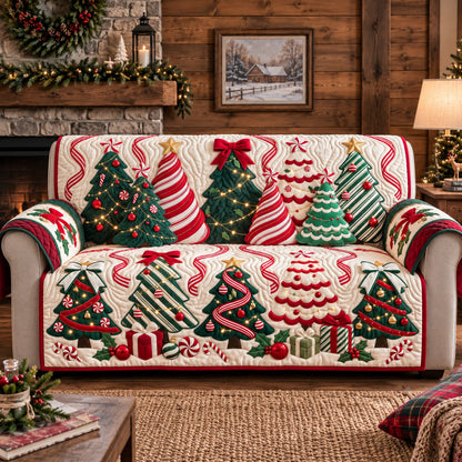 Candy Cane Trees Quilted Sofa Cover GFTOTP22397